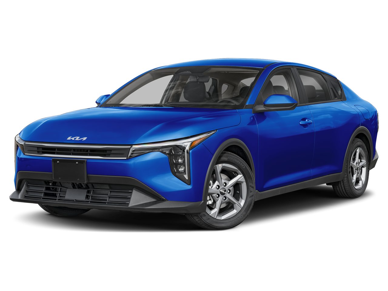 2025 Kia K4 LXS in Deep Sea Blue — front three-quarter view