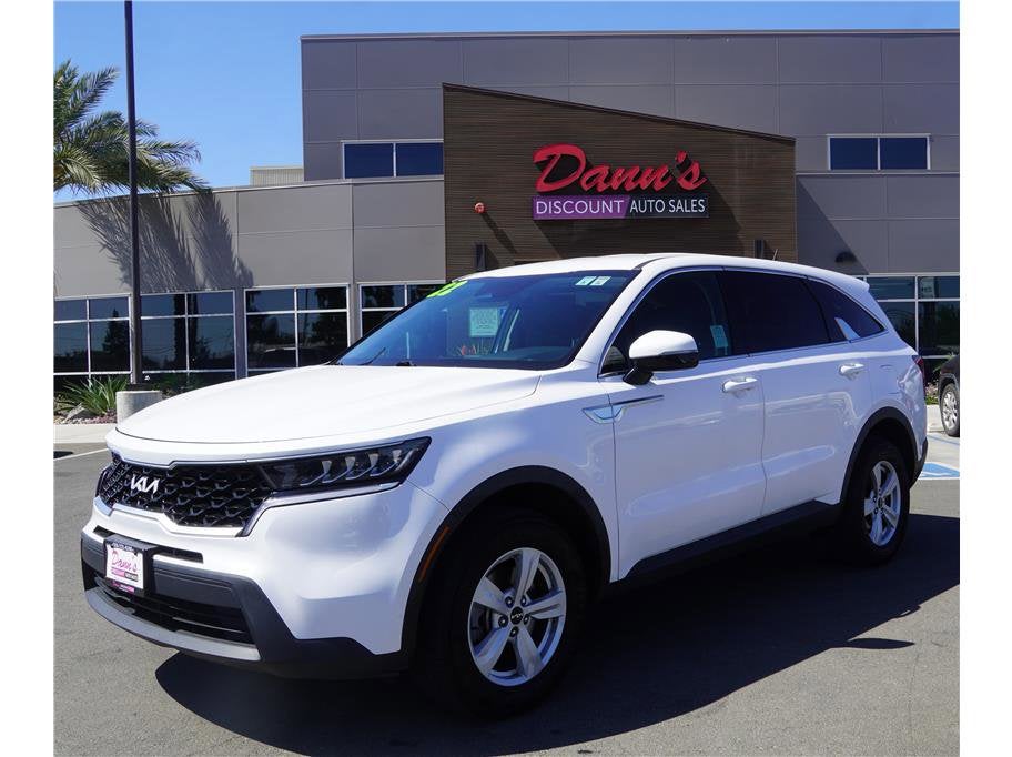 2022 Kia Sorento LX in Glacial White Pearl — front three-quarter view