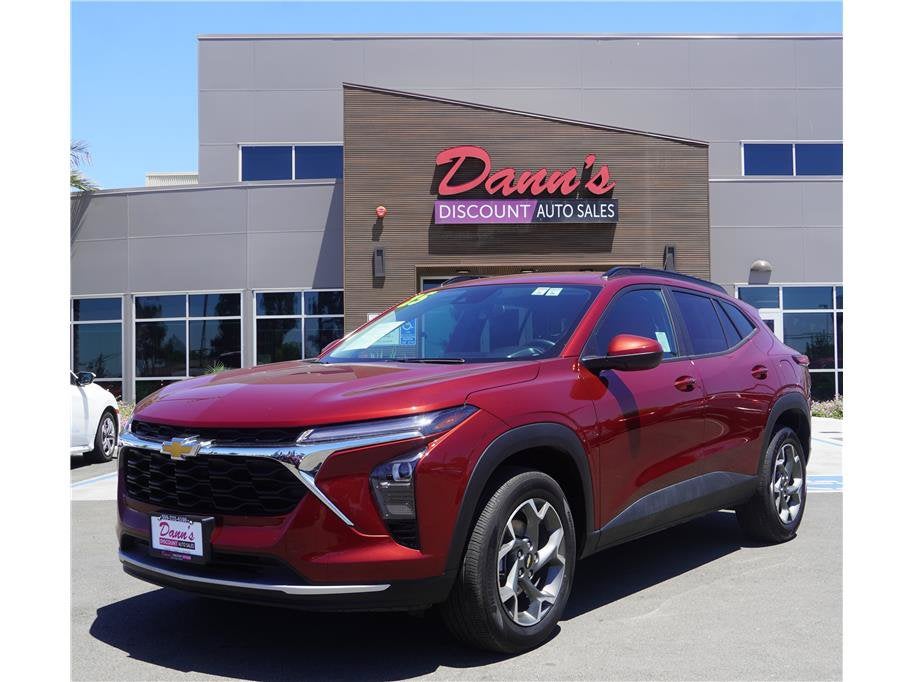 2025 Chevrolet Trax LT in Crimson Metallic — front three-quarter view