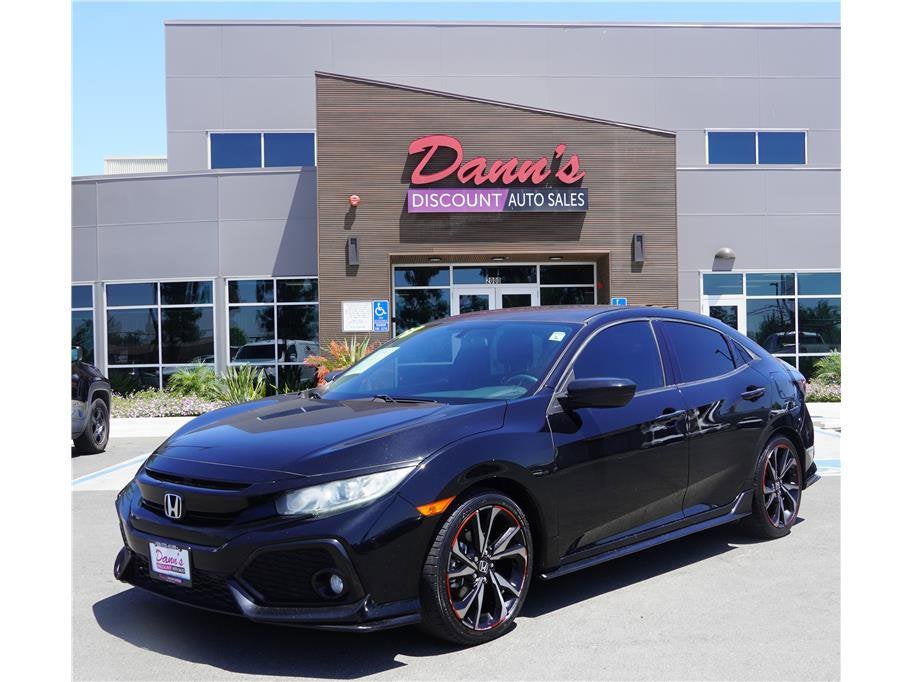 2018 Honda Civic Hatchback Sport in Black — front three-quarter view